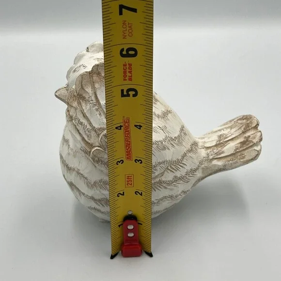 Bird Figurine Home Decor Small White Brown Very Good Faux Wood Carved - Picture 5 of 6